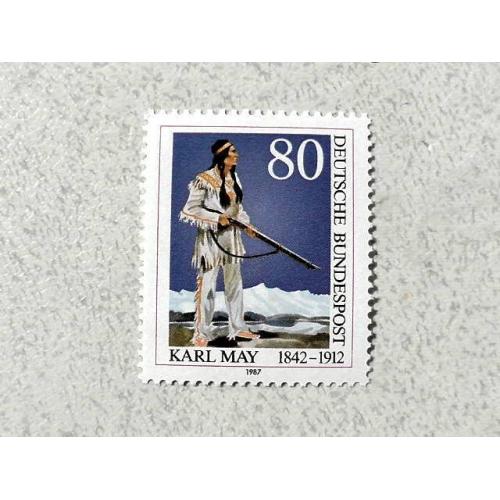  Поштова марка Німеччина ФРН " Індеець Зброя Мисливець " 1987 рік **