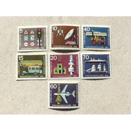  Серія поштових марок Німеччина ФРН " Транспорт Авіація Флот " 1965 рік ** 