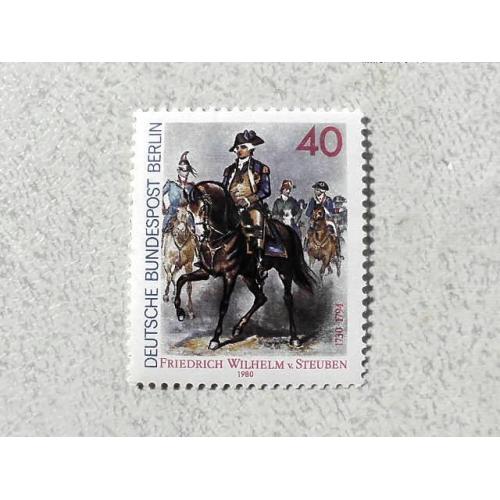  Поштова марка Німеччина Західний Берлін " Генерал Фридрих Вільгельм фон Штойбен " 1980 рік **