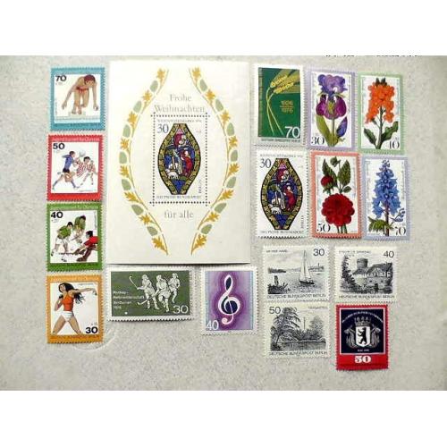 Повний річний набір поштових марок та блок Німеччина Західний Берлін 1976 рік **