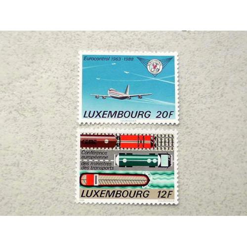  Серія поштових марок Люксембург " Авіація Флот Техніка ЖД Транспорт " 1988 рік **