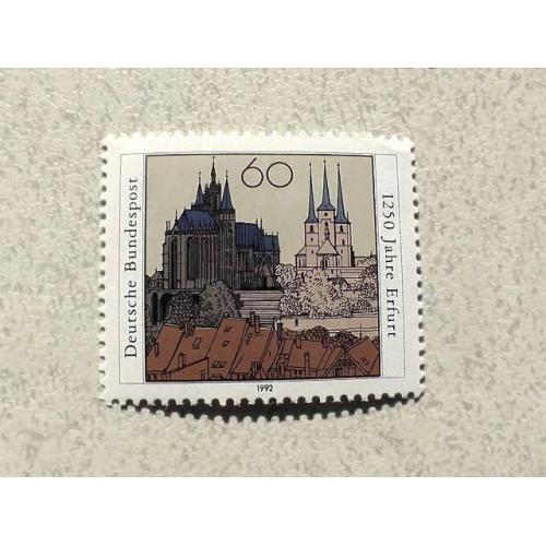  Поштова марка Німеччина ФРН " 1250 років місту Ерфурт " 1992 рік **