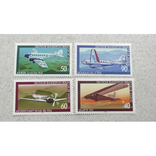  Серія поштових марок Німеччина Західний Берлін " Авіація " 1979 рік **