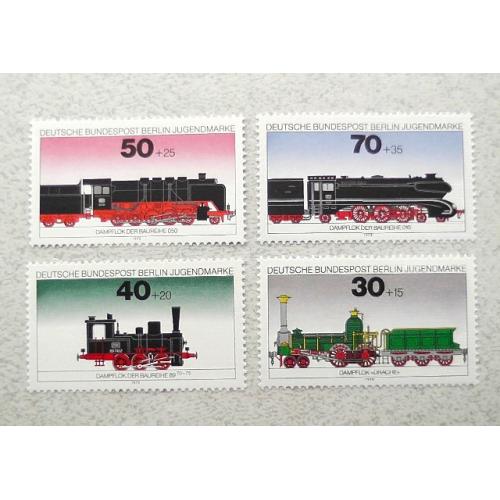  Серія поштових марок Німеччина Західний Берлін " ЖД Транспорт " КЦ 7 Евро 1975 рік