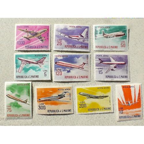 Серія поштових марок Сан Маріно " Авіація " 1963 рік