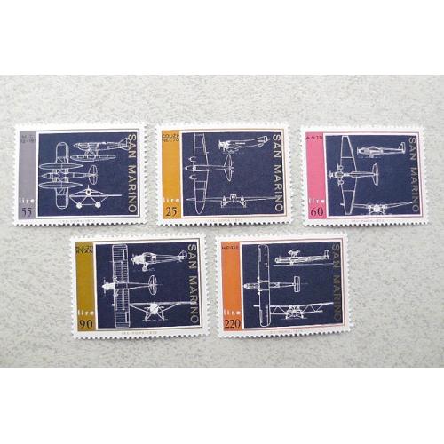  Серія поштових марок  Сан-Маріно  "  Авіація " 1973 рік