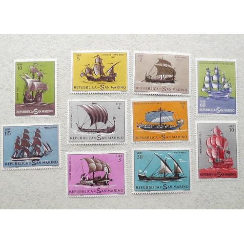  Серія поштових марок Сан-Маріно " Флот Кораблі " 1963 рік
