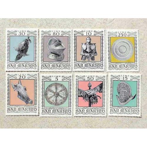  Серія поштових марок  Сан-Марино " Рицарські Обладунки " 1974 рік **