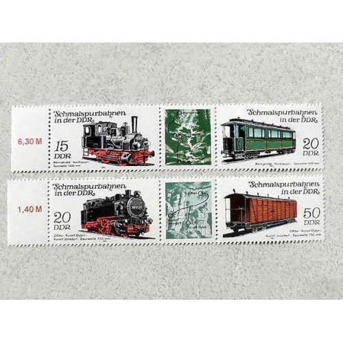  Серія зчіпок поштових марок Німеччина НДР " ЖД Транспорт " 1983 рік **