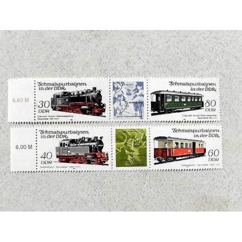  Серія зчіпок поштових марок Німеччина НДР " ЖД Транспорт " 1984 рік **