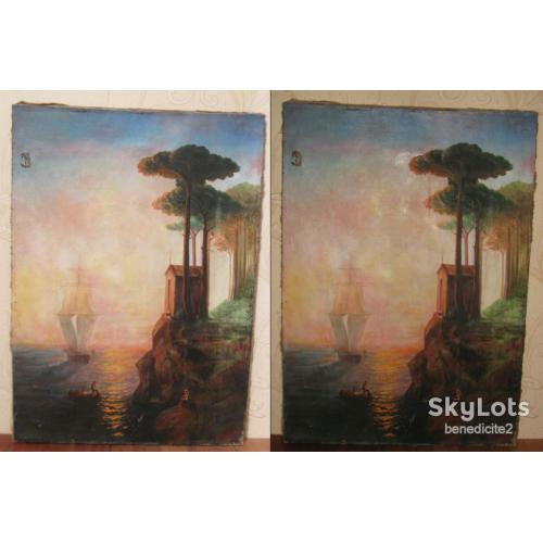 Картина Холст Масло Пейзаж 1950-е годы СССР Подпись ВАГНЕР