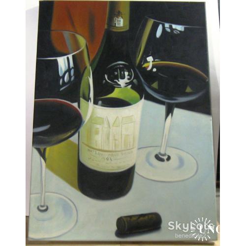 Картина Натюрморт Вино с бокалами Прекрасное состояние!!!