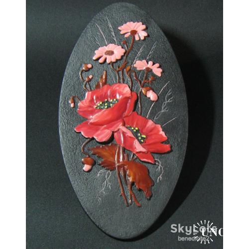 Картина Панно Барельеф Полевые цветы Маки Ромашки СССР Прекрасное состояние!