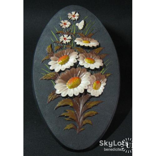 Картина Панно Барельеф Полевые цветы Ромашки Васильки СССР Прекрасное состояние!