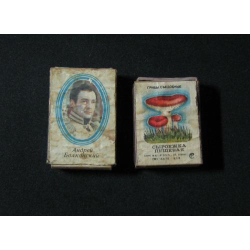 Коробок Спички деревянные сувенирные Андрей Болконский и Сыроежка пищевая СССР 1977год