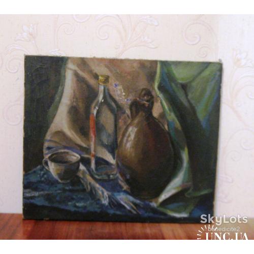Соцреализм! Картина Натюрморт Холст Масло 1981 год СССР Подпись художника Время глобального дефицита!