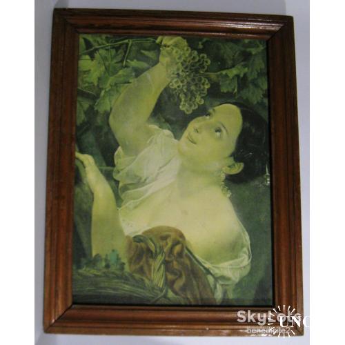 Старинная Картина Итальянский полдень К. Брюллов  Репродукция СССР Холст масло