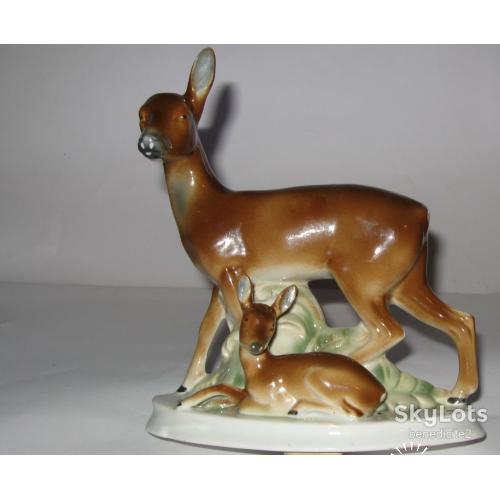 Старинный Фарфор РАРИТЕТ Олениха с олененком. Германия