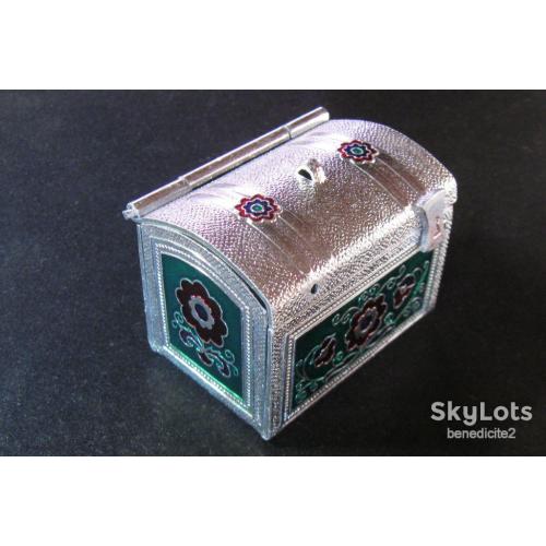 Сундучок Шкатулка Эмаль СССР цвет серебро Редкость!