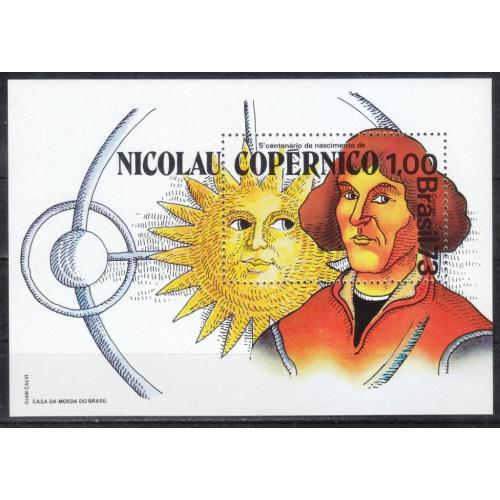 Бразилия 1973 Блок 32 (№ 1378) 500 лет со дня рождения Николая Коперника (1473-1543)