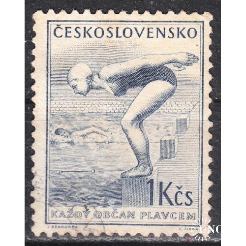 Чехословакия 1954 №858 Спорт. Пловчиха на старте
