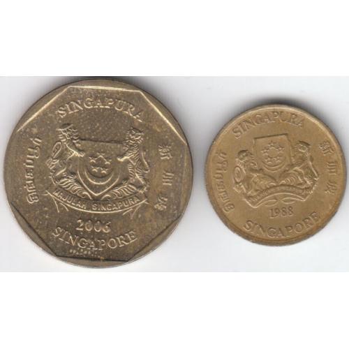 Сингапур 2006 1 доллар, 5 центов1988 (2 монеты)