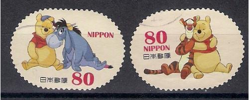 марки нестандартной формы Япония куклы комиксы мульти
