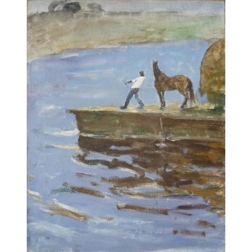 Картина "Кінь на поромі (Лошадь на пароме)" Нестеренко Б. Г.