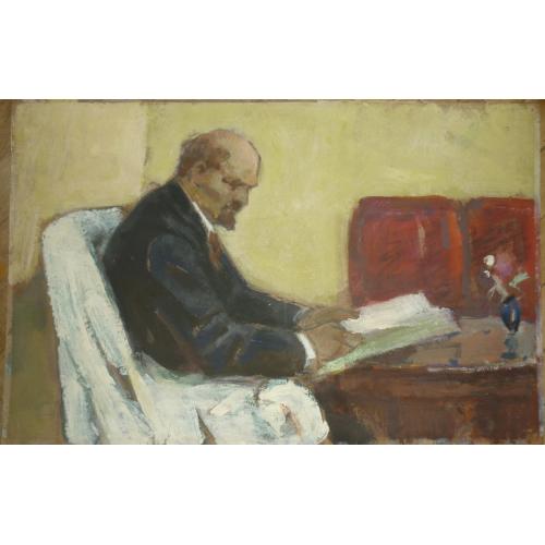 Картина "Ленін читає книгу (Ленин читает книгу)" Нестеренко Б. Г. соцреалізм соцреализм