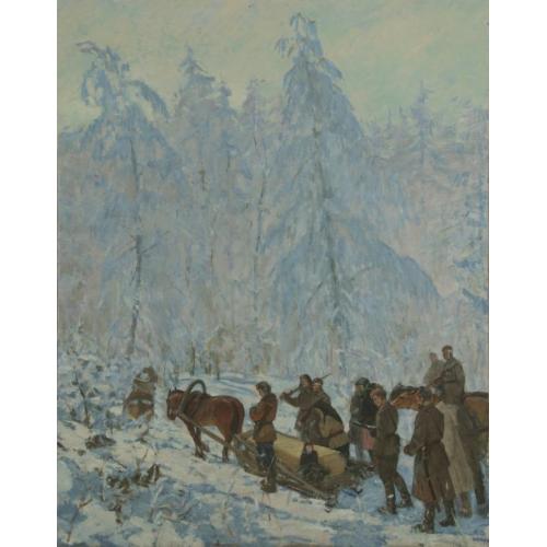 Картина "Похорон партизана (Похороны партизана)" Нестеренко Б. Г. соцреалізм соцреализм