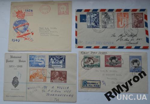 Англия + колонии (1949) - 75 лет ВПС - 9 конвертов
