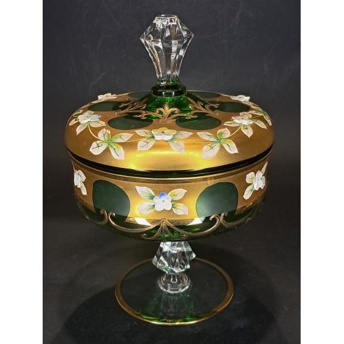 Ваза-цукерниця, ліпний декор, золочення, Богемія, Чехословаччина, 70-ті.