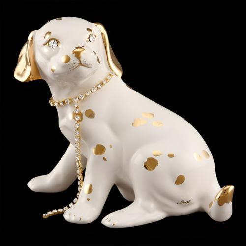 Фарфоровая статуэтка «Щенок» инкрустирована кристаллами Swarovski от итальянского бренда AHURA 