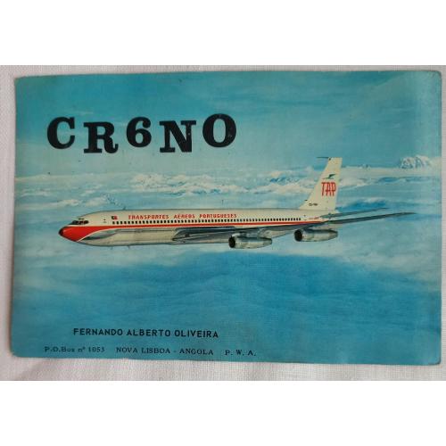 Боинг 707-320Б. QSL-карточка. Новый Лиссабон, Ангола. 1971 г.