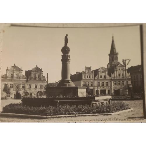 Черно-белая фото-открытка. Рыночная площадь. Битом-Оджанський, Польша. 1970 г.