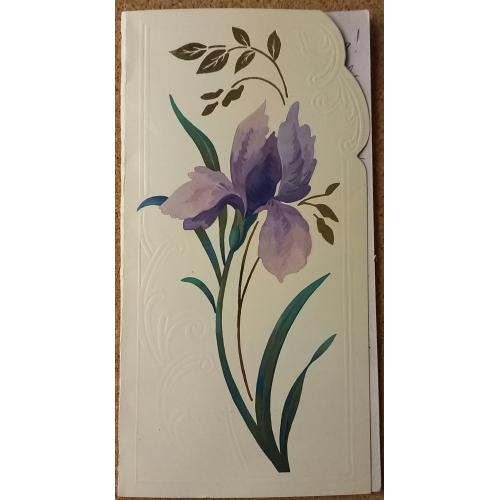 Дизайнерская поздравительная открытка. Худ. О. Канищева. 1996 г. Двойная. Неформат.