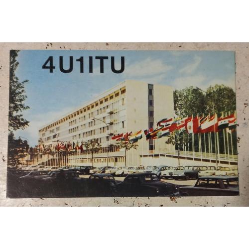 Фотооткрытка . Международный союз электросвязи. Женева, Швейцария. QSL-карточка. 1974 г.            