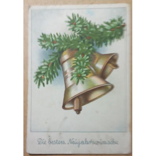 Художественная карточка с новогодним колокольчиком. Австрия. 40-е.