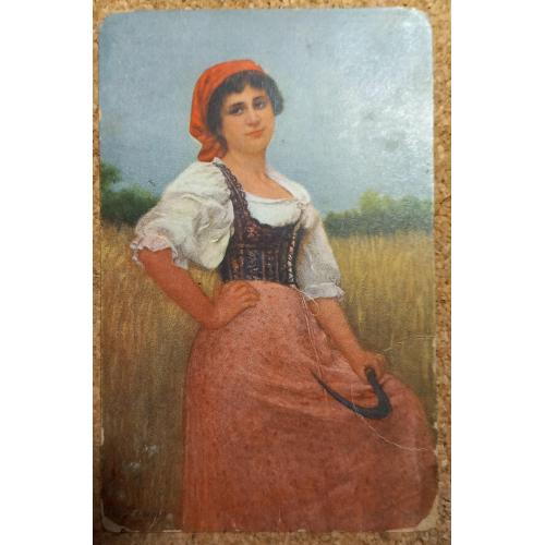 Художественная открытка. Сельская красота. Художник Й. Зеничек. Чехословакия. 1946 г.