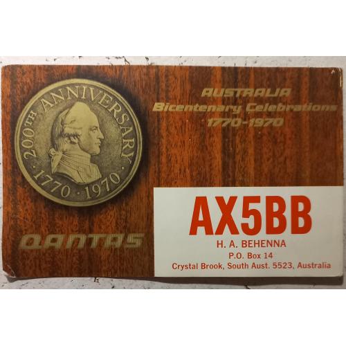 QSL-карточка. 200-сотая годовщина Австралии. Австралия. 1970г.