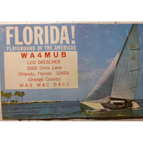 QSL-карточка.  Флорида! Игровая площадка Америки. Флорида, США 1968 г.