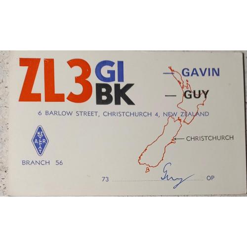 QSL-карточка.  Крайстчерч, Нов. Зеландия. 1976 г.