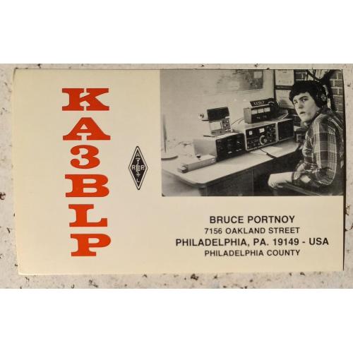 QSL-карточка. Радиолюбитель на своей станции. Филадельфия, Пенсильвания, США. 1979 г.
