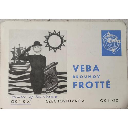 QSL-карточка. Реклама компании VEBA.  Броумов, Чехословакия. 1972 г.