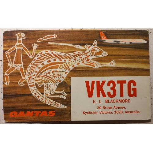 QSL-карточка.  Репродукция наскальных рисунков аборигенов. Австралия. 1969 г.