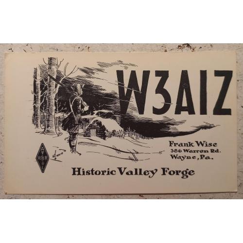 QSL-карточка. Рисунок времен Войны за независимость. Пенсильвания, США.1972 г.