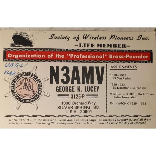 QSL-карточка. Ветеран радиоэфира. Силвер-Спринг,  Мерилэнд, США.  1979 г.