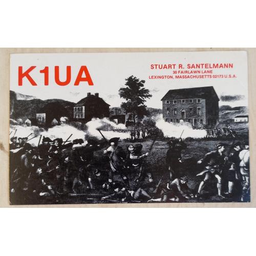 Радиолюбительская  QSL-карточка. Сцена из Американской революции.  Лексингтон, Масс., США. 1979 г