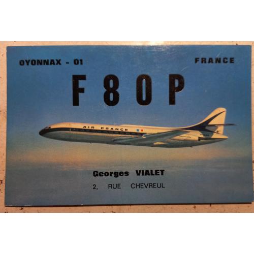 Среднемагистральный самолет Caravelle. QSL-карточка. Ойонна, Франция. 1972 г.