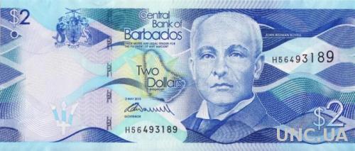 БАРБАДОС 2 доллара 2013г. UNC
